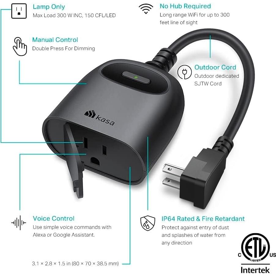 Enchufe Regulador Inteligente Kasa KP405 IP64 300W