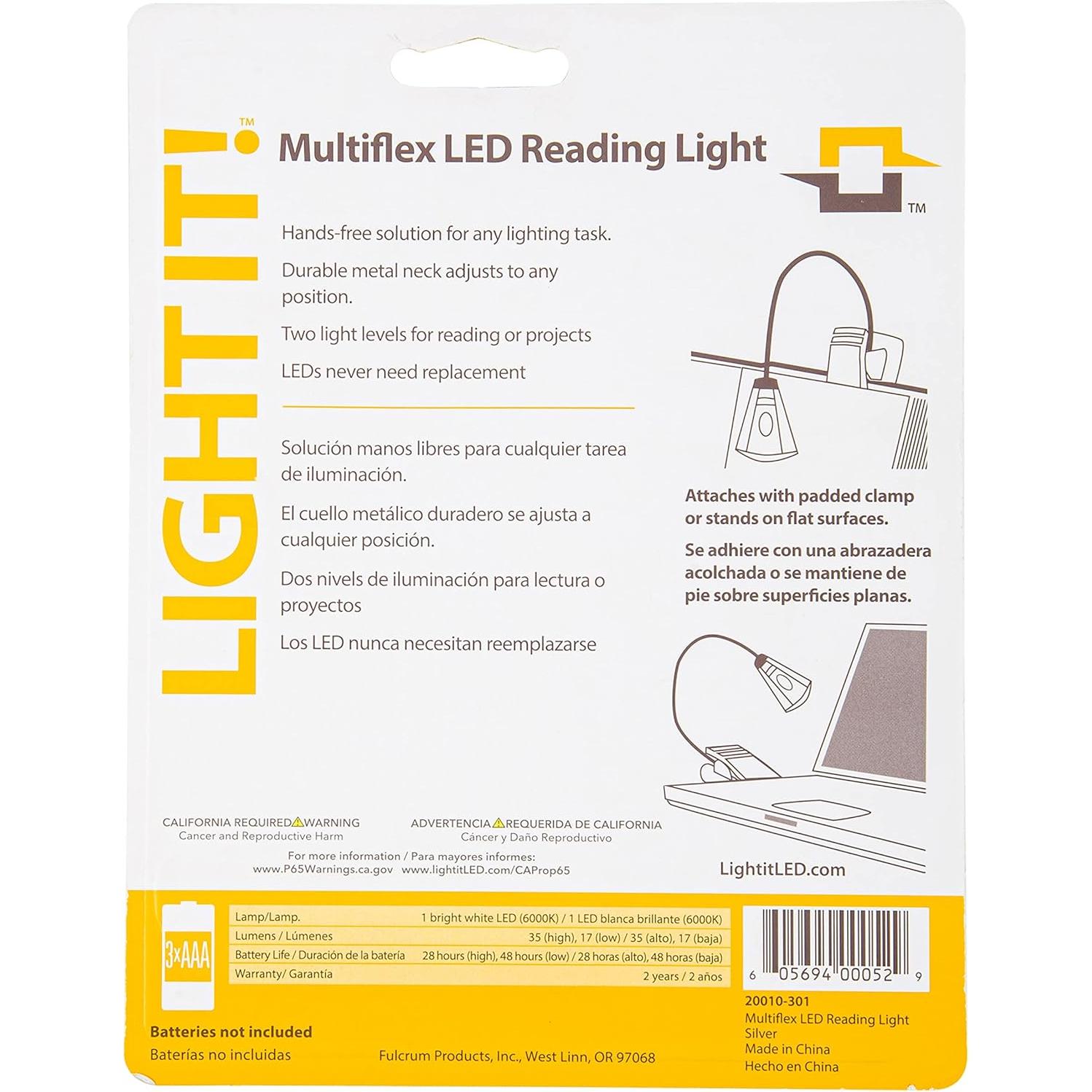 Luz de Lectura LED MultiFlex LIGHT IT! Plata 35 Lúmenes