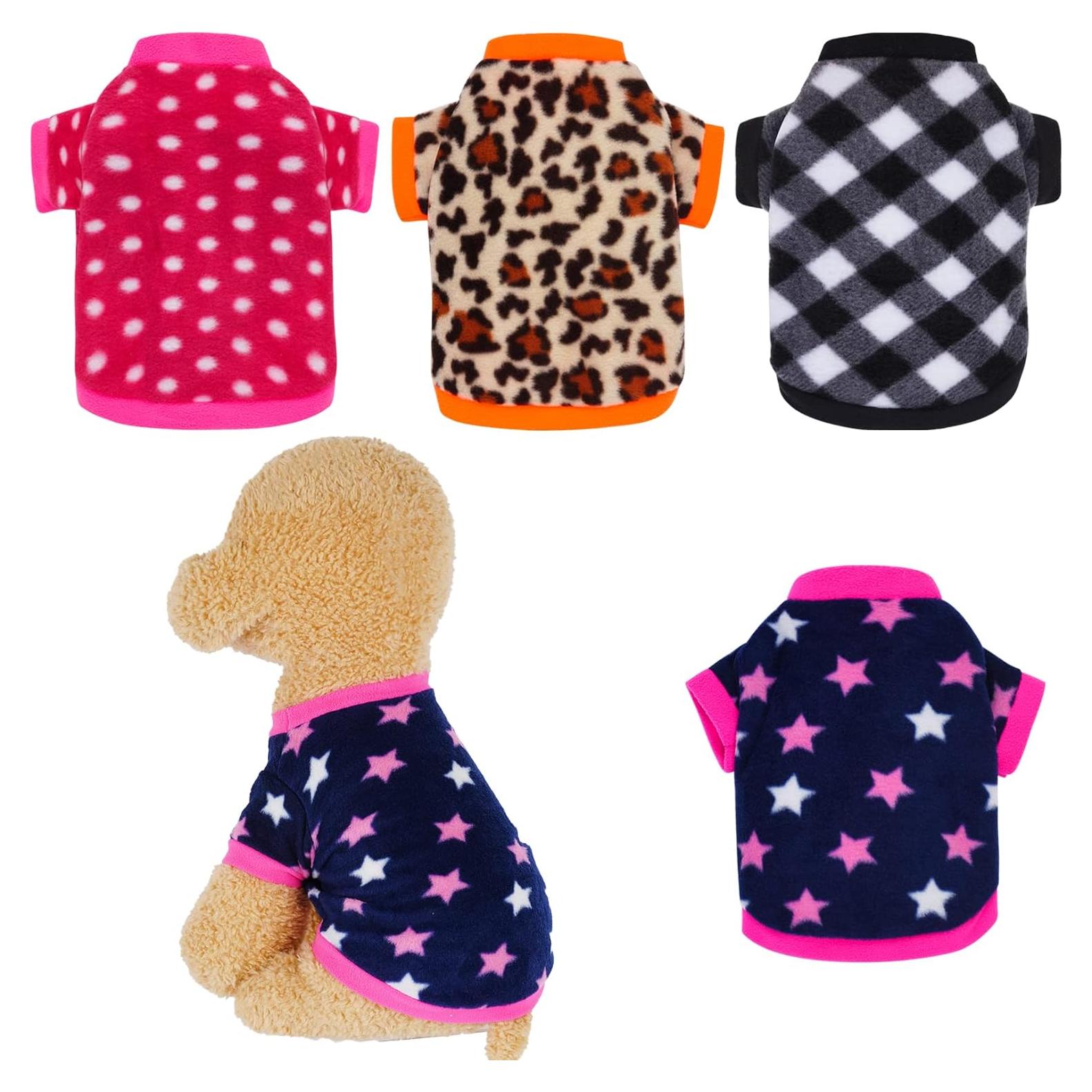 Suéteres de Forro Polar Rbenxia 4 Piezas para Perros XS