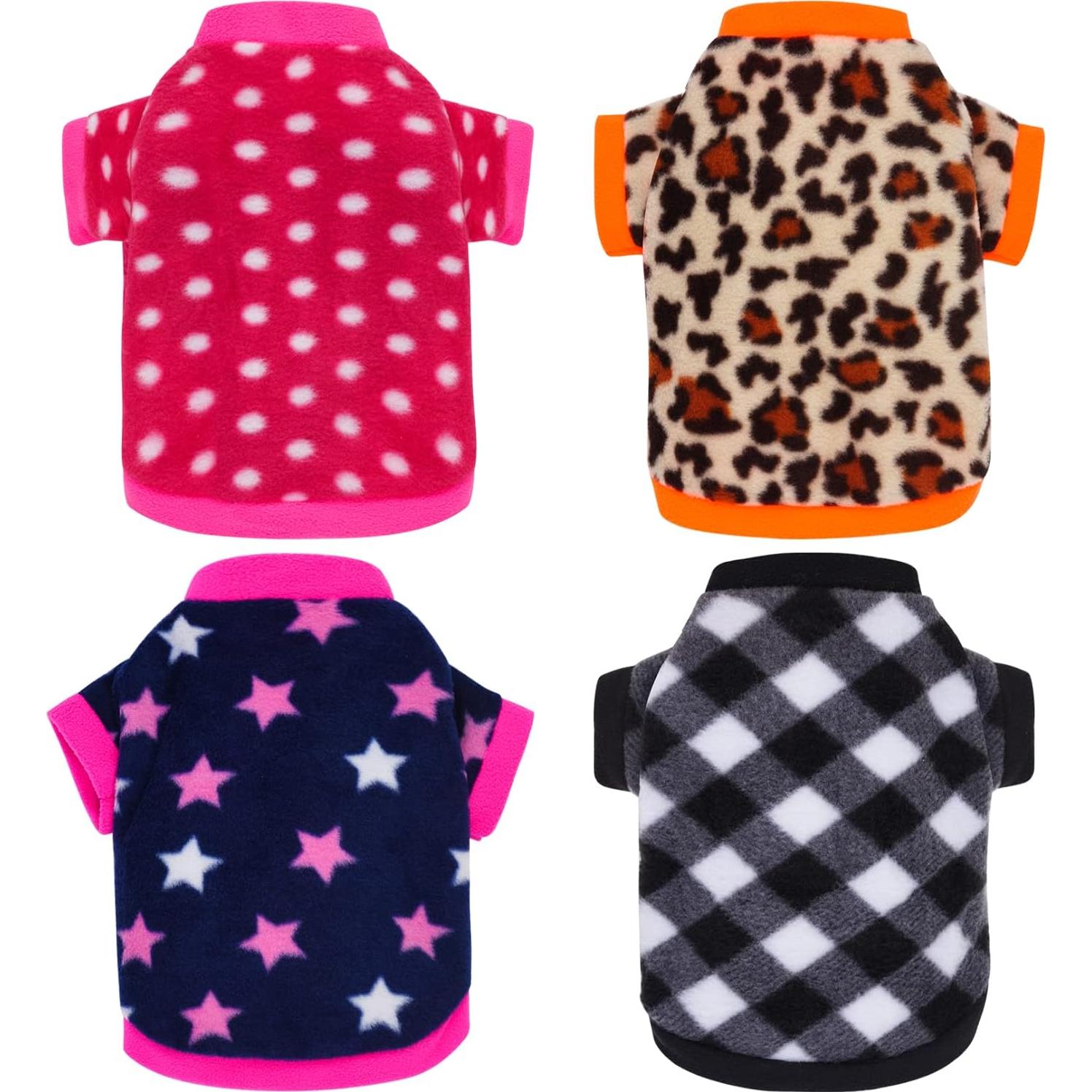 Suéteres de Forro Polar Rbenxia 4 Piezas para Perros XS