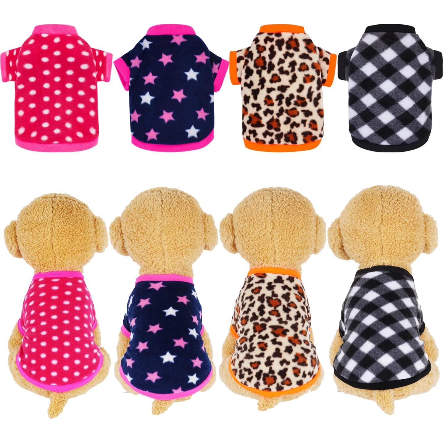 Suéteres de Forro Polar Rbenxia 4 Piezas para Perros XS