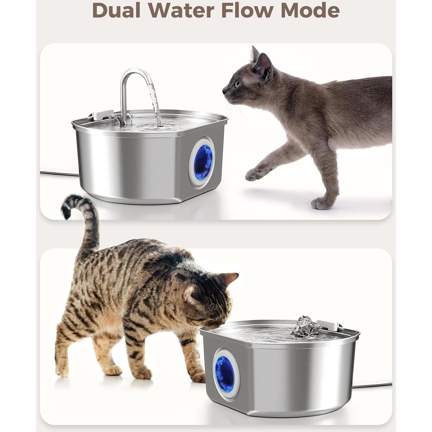 Fuente de Agua para Gatos Neareal 3.2L Acero Inoxidable