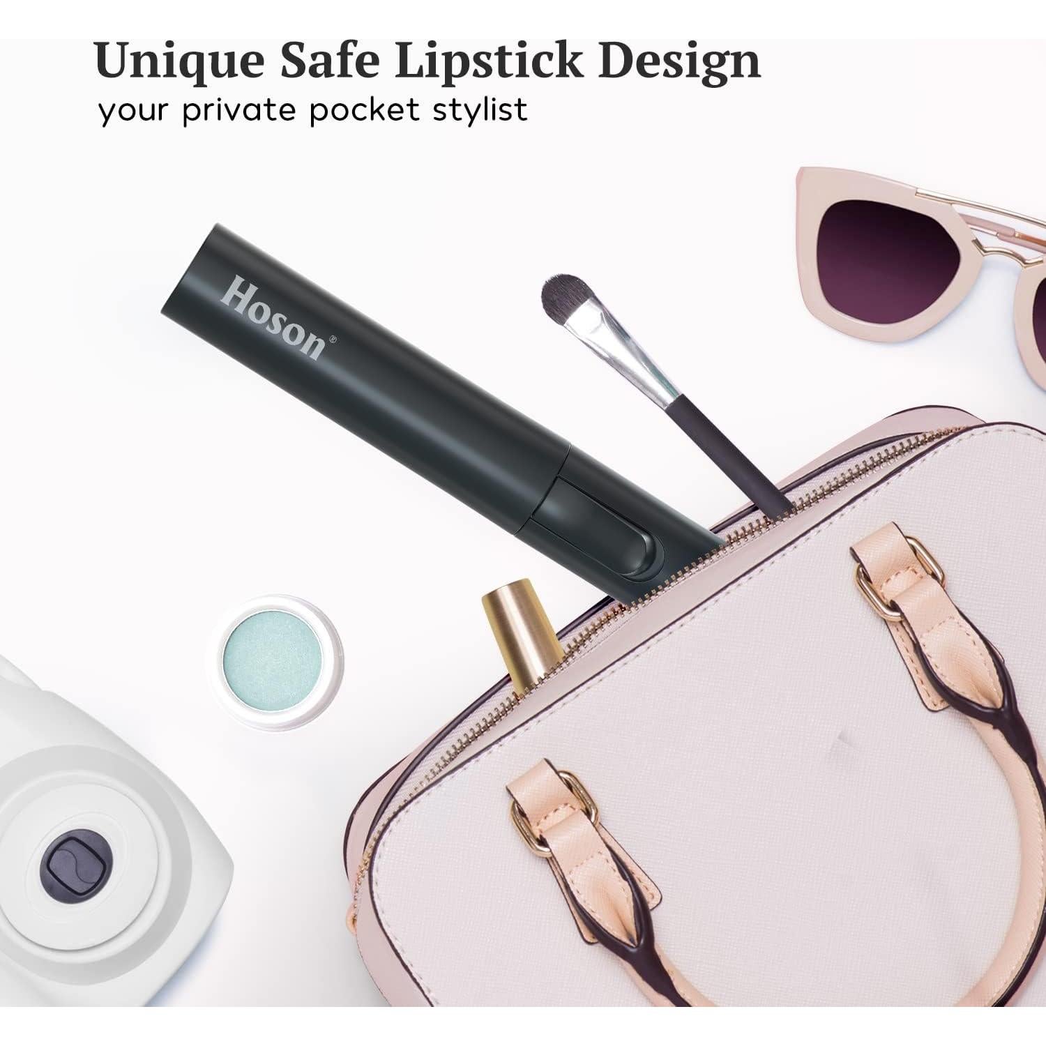 Mini Plancha de Rizar Cerámica Hoson 2.54 cm Doble Voltaje Negro