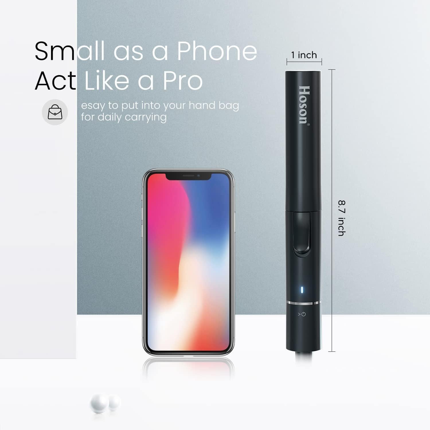 Mini Plancha de Rizar Cerámica Hoson 2.54 cm Doble Voltaje Negro