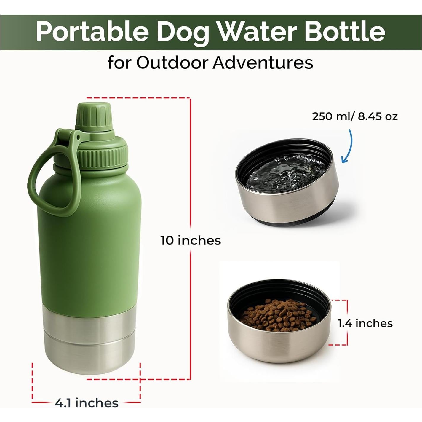 Botella de Agua y Cuenco 2-en-1 Bouwadvies Huys 27cm Acero Inoxidable