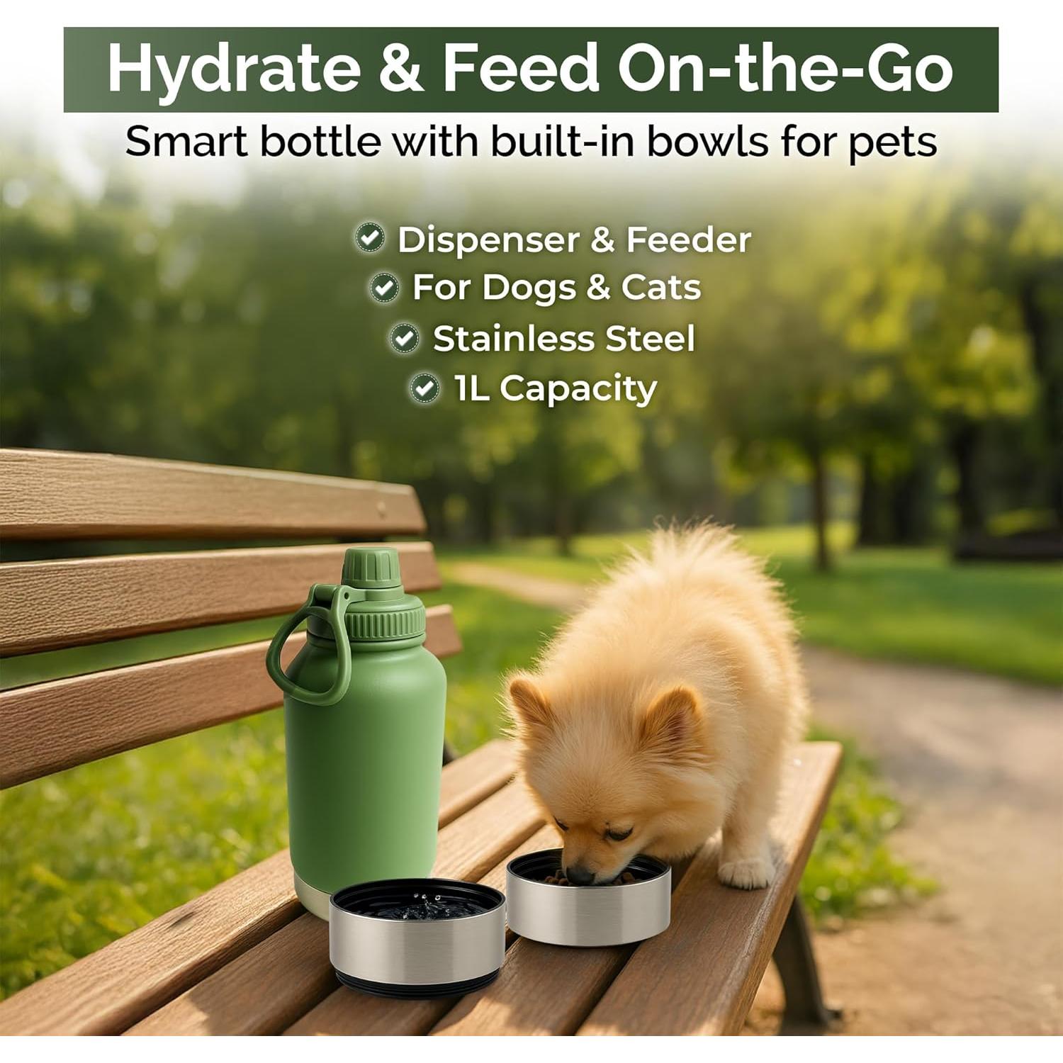 Botella de Agua y Cuenco 2-en-1 Bouwadvies Huys 27cm Acero Inoxidable