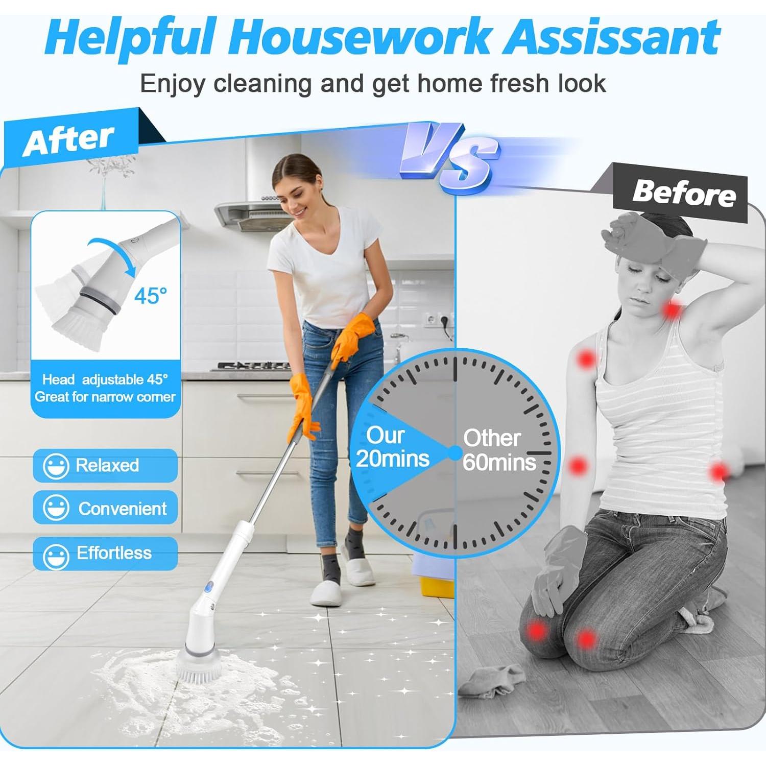 Cepillo Eléctrico de Limpieza Qimedo 45" Inalámbrico 6 en 1