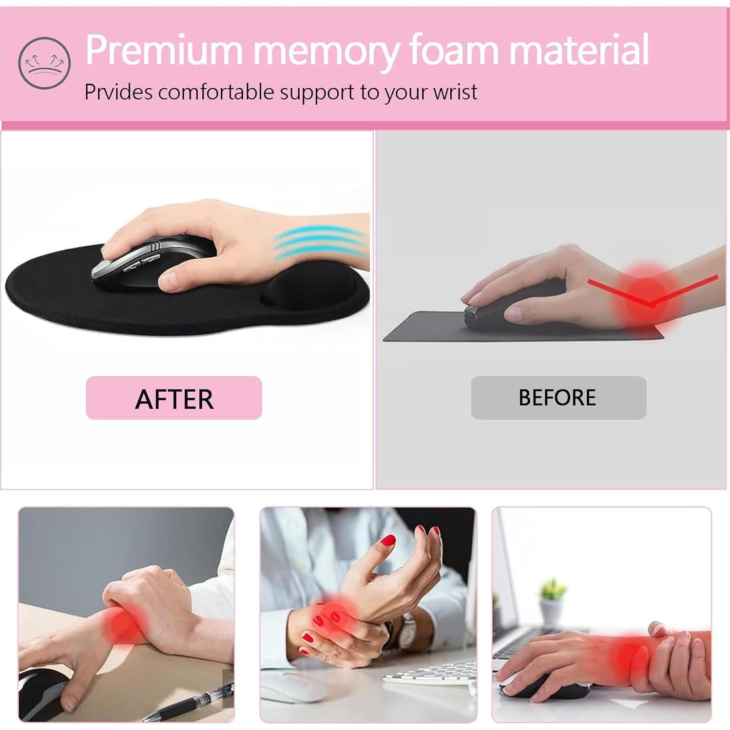 Alfombrilla de Ratón Ergonómica HEVITDA Rosa con Soporte