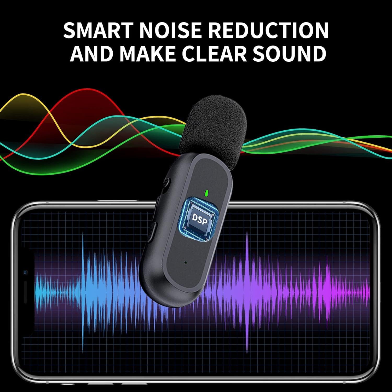 Micrófono Lavalier Inalámbrico 2 Piezas con Estuche Carga