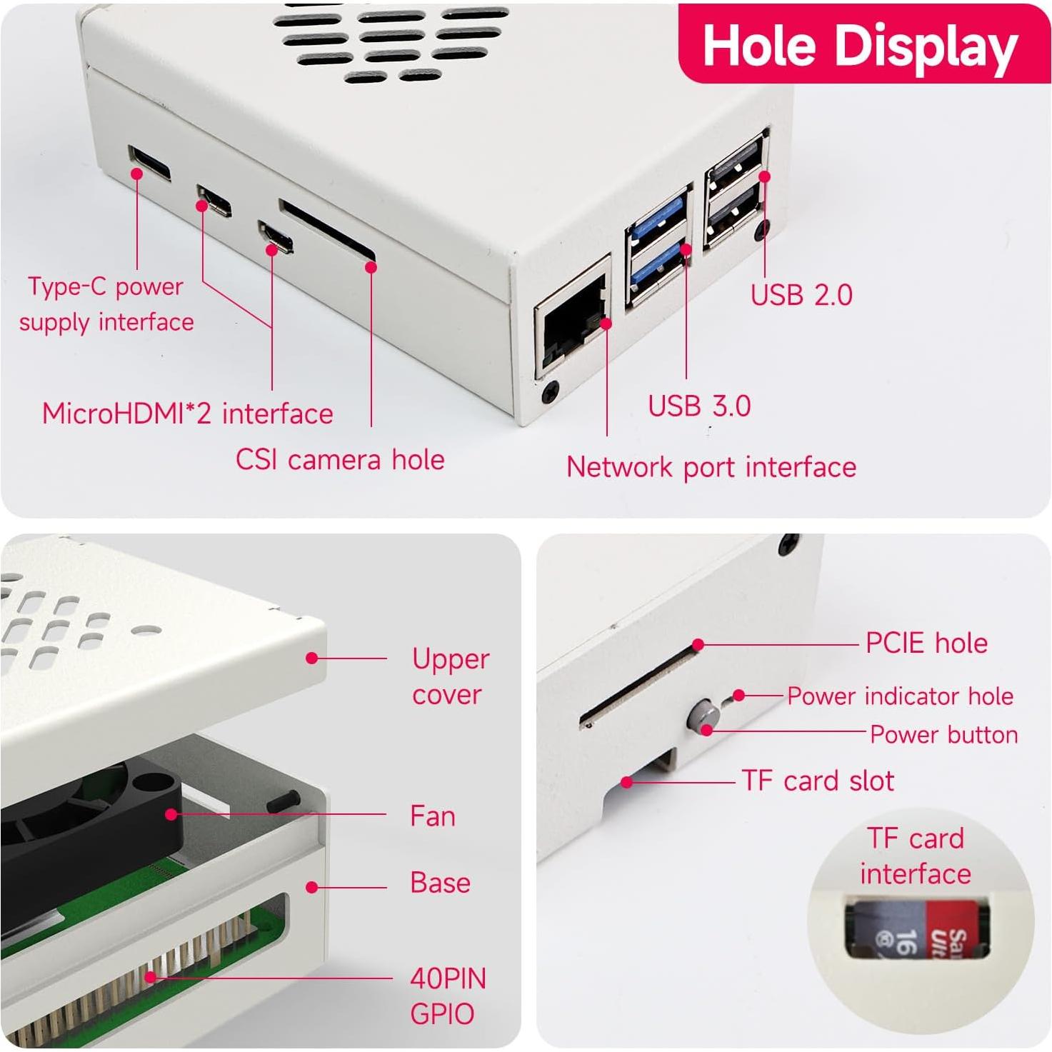 Caja de Metal para Raspberry Pi 5 Yahboom con Ventilador Ajustable