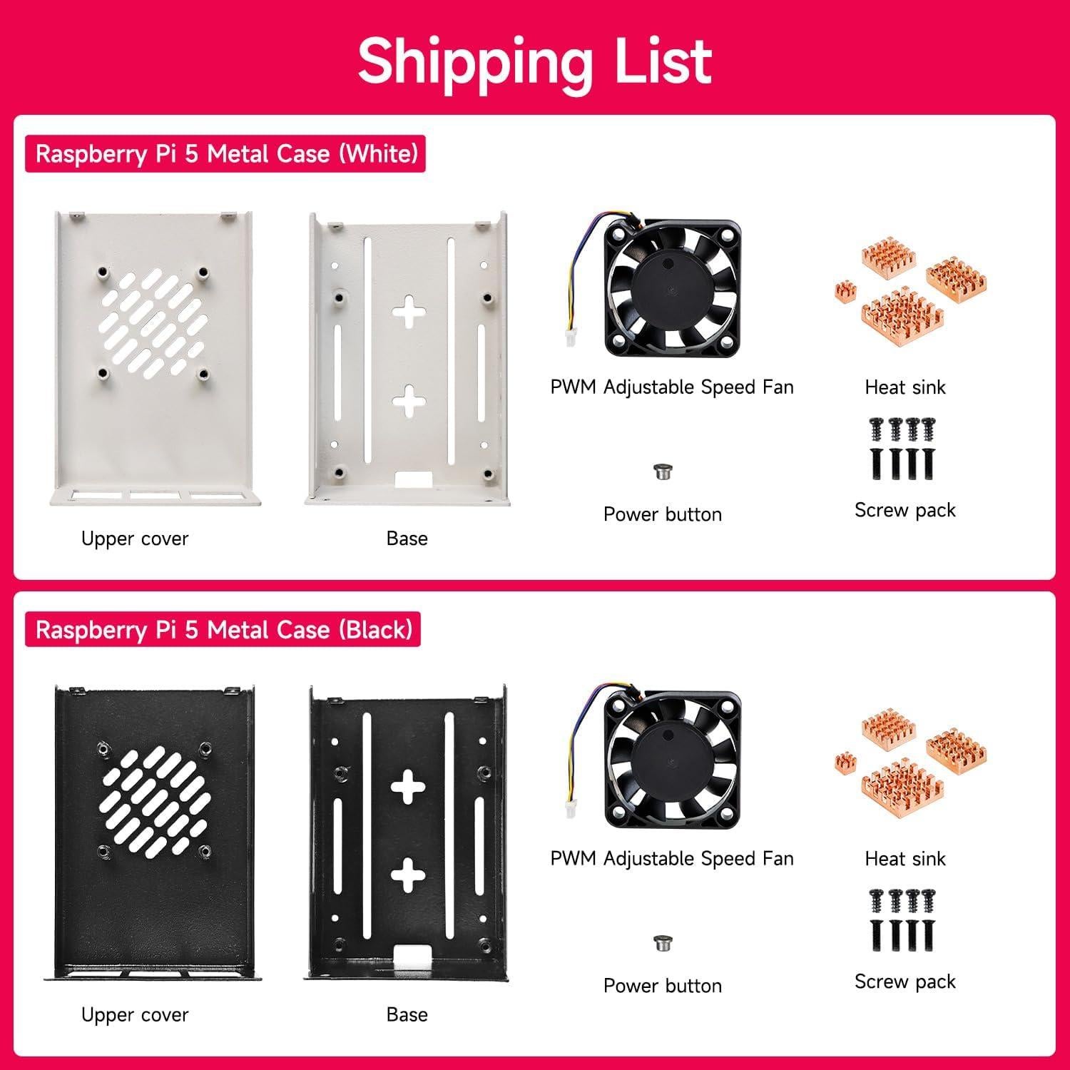 Caja de Metal para Raspberry Pi 5 Yahboom con Ventilador Ajustable