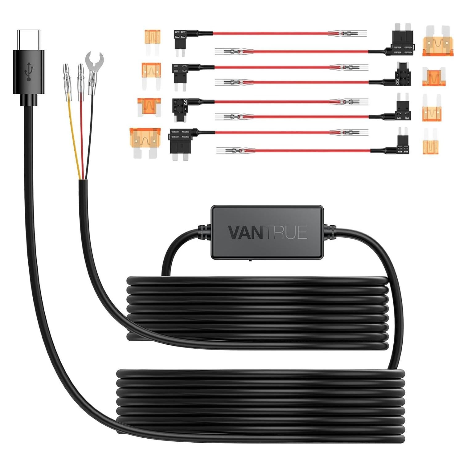 Kit de Cableado Duro Vantrue 3.5m USB Tipo C 12V-24V