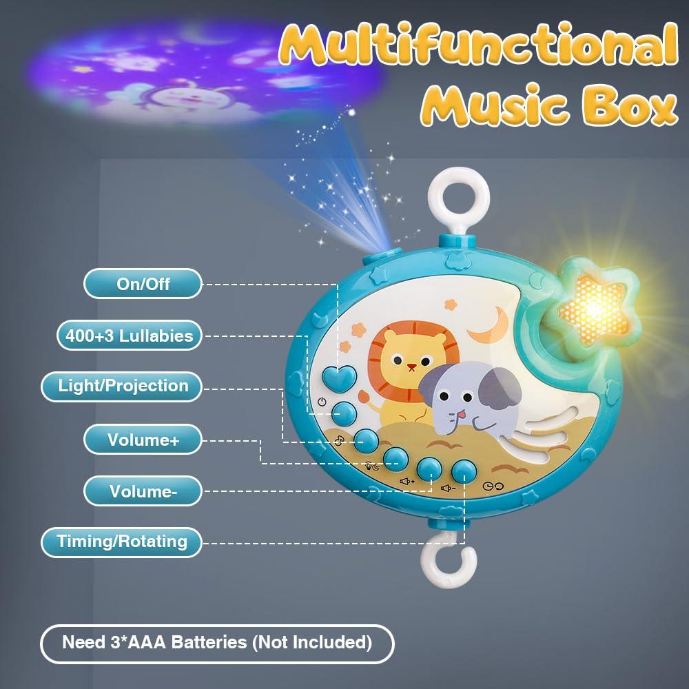 Móvil Musical para Cuna Mini Tudou con Proyección y Control Remoto