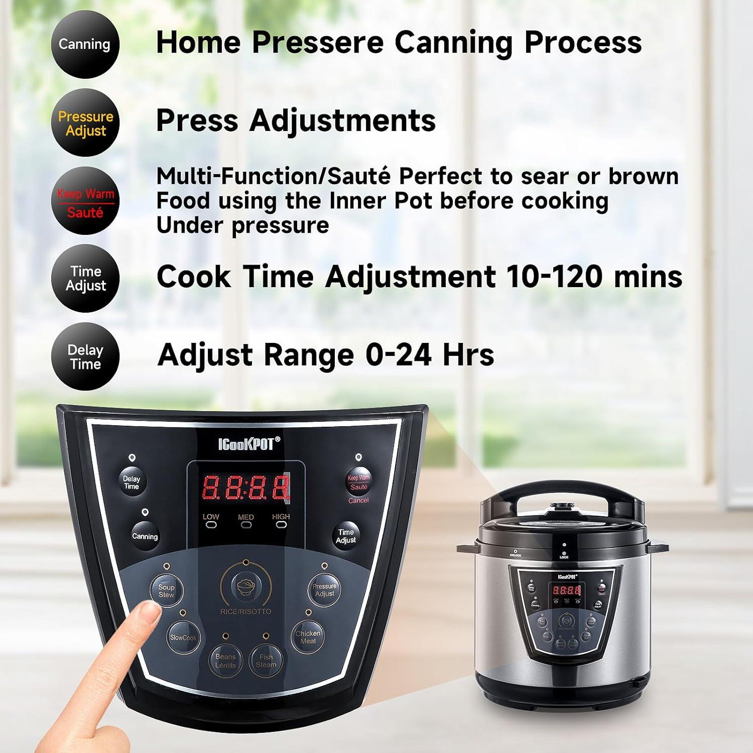 Olla de Presión Eléctrica ICOOKPOT 6 Qt 9 en 1 Acero Inoxidable