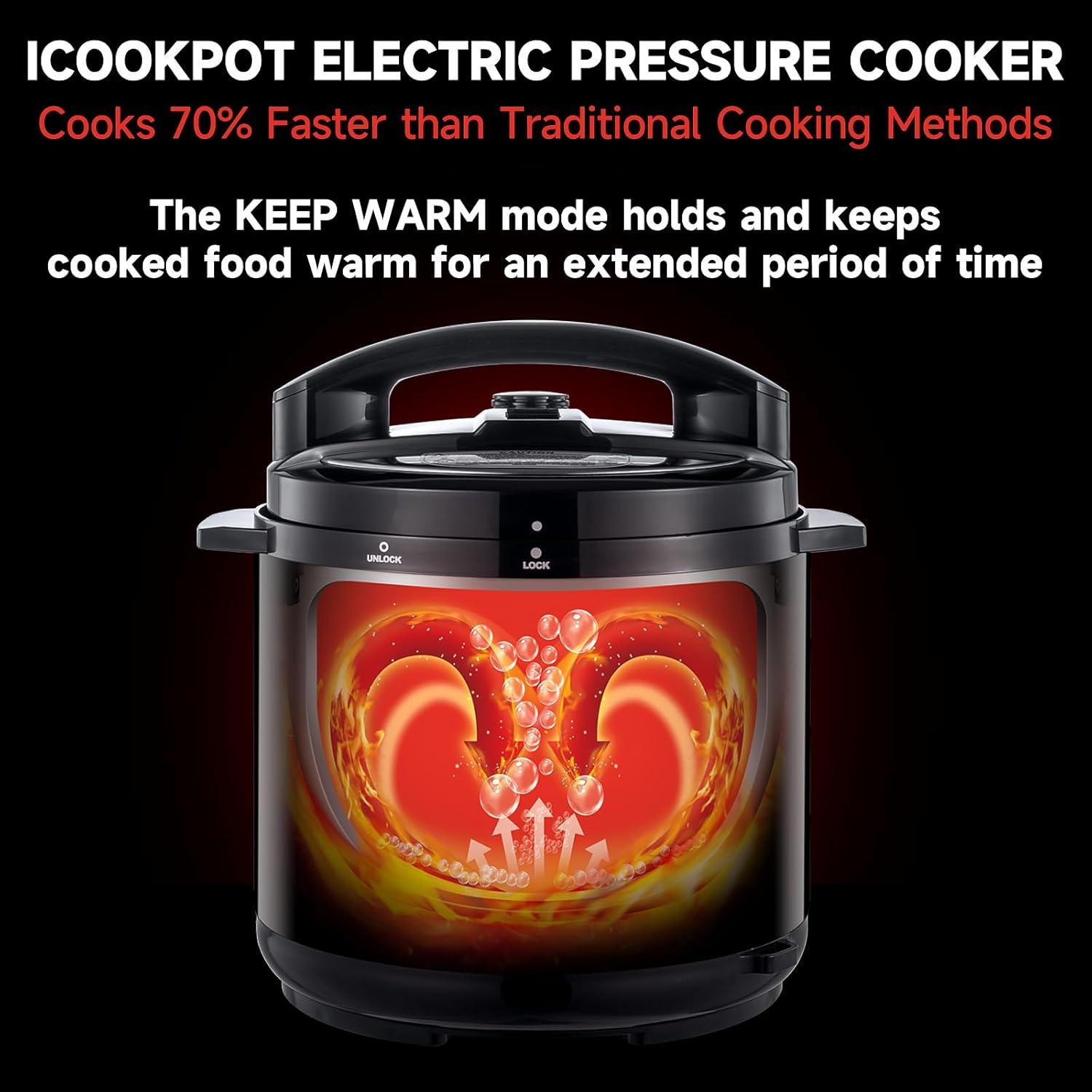 Olla de Presión Eléctrica ICOOKPOT 6 Qt 9 en 1 Acero Inoxidable