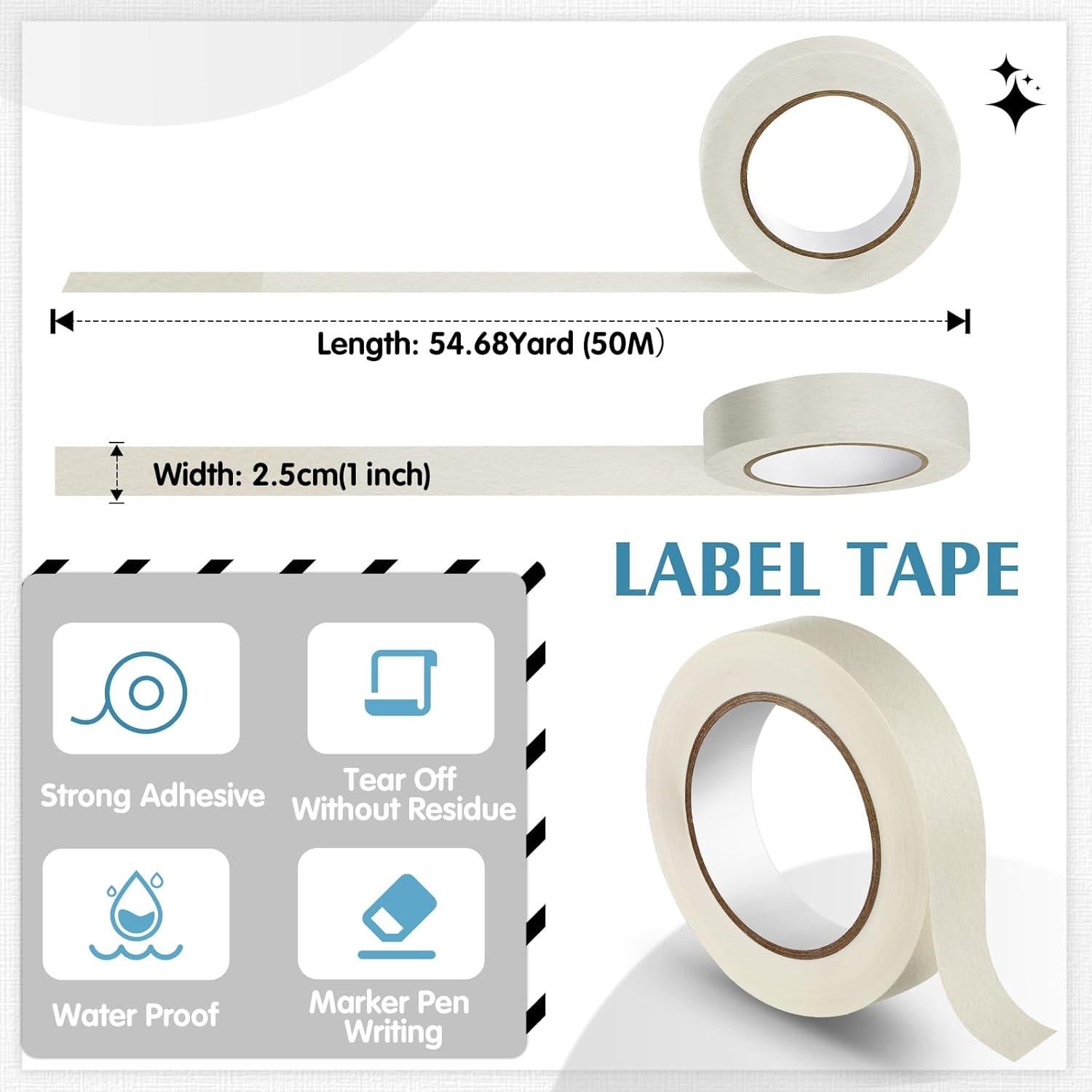 Cinta de Etiquetado Motipuns 2.5 cm x 50 m Blanca Removible