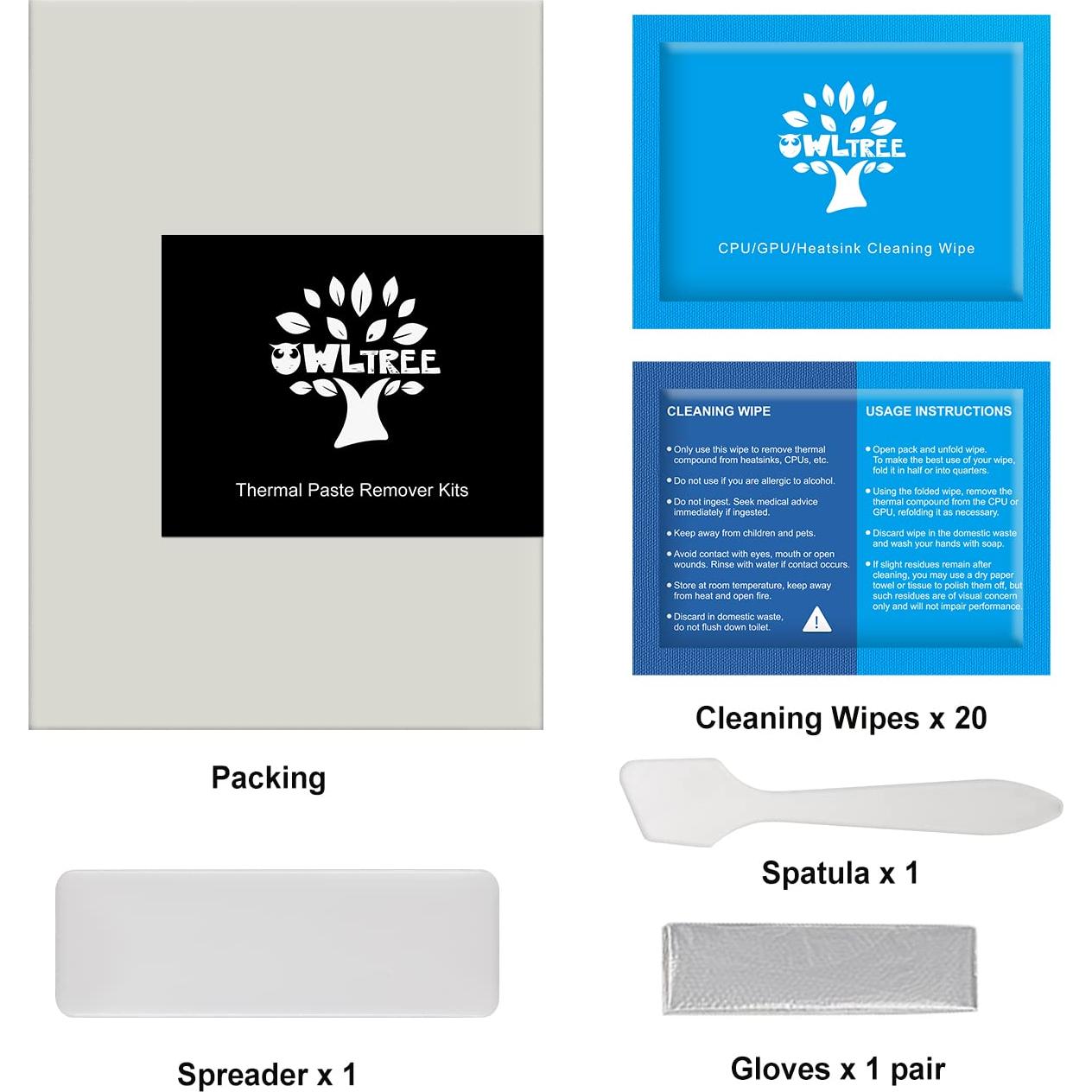 Kit de Limpieza de Pasta Térmica OwlTree 20 Toallitas