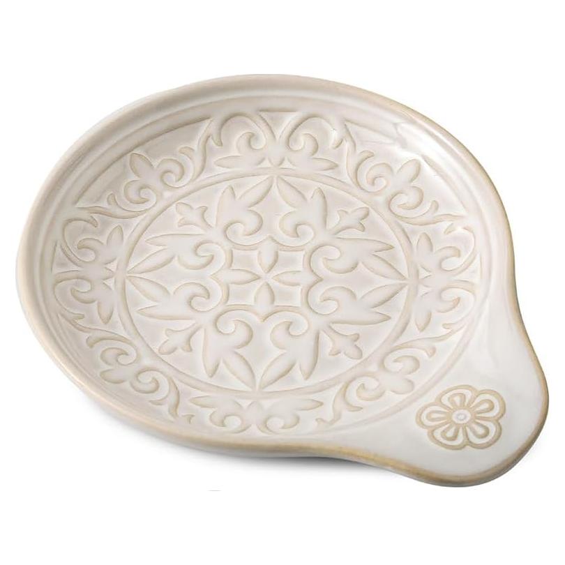 Soporte de Cucharas de Cerámica Howise Blanco Floral 12.7cm