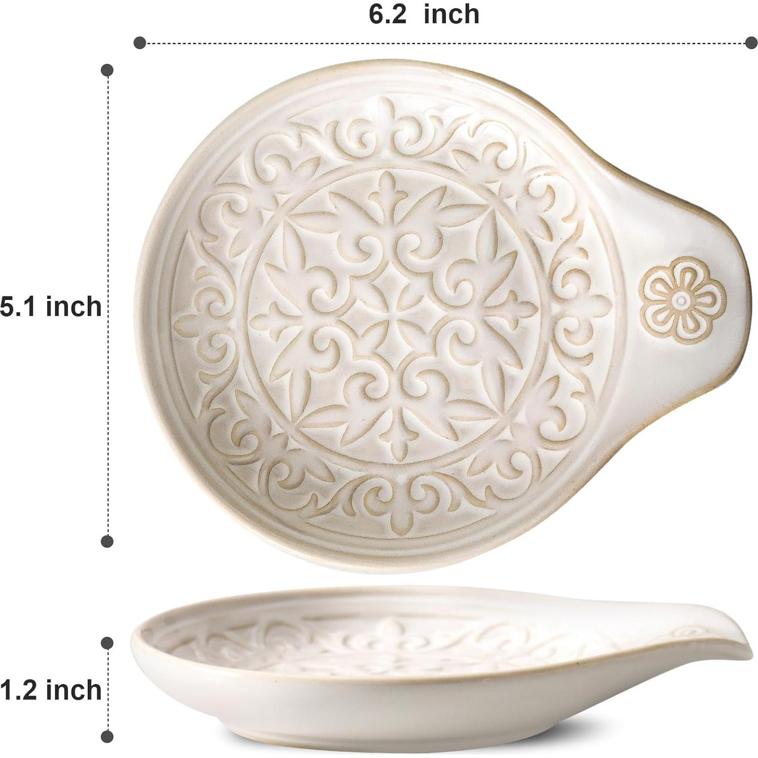 Soporte de Cucharas de Cerámica Howise Blanco Floral 12.7cm