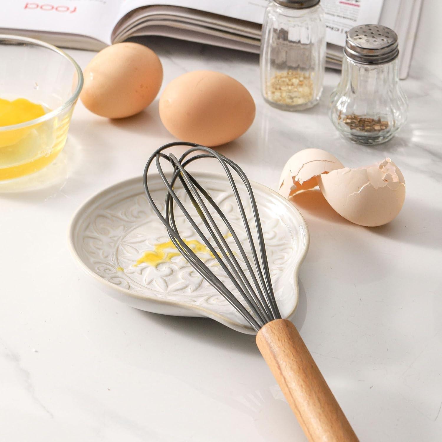 Soporte de Cucharas de Cerámica Howise Blanco Floral 12.7cm