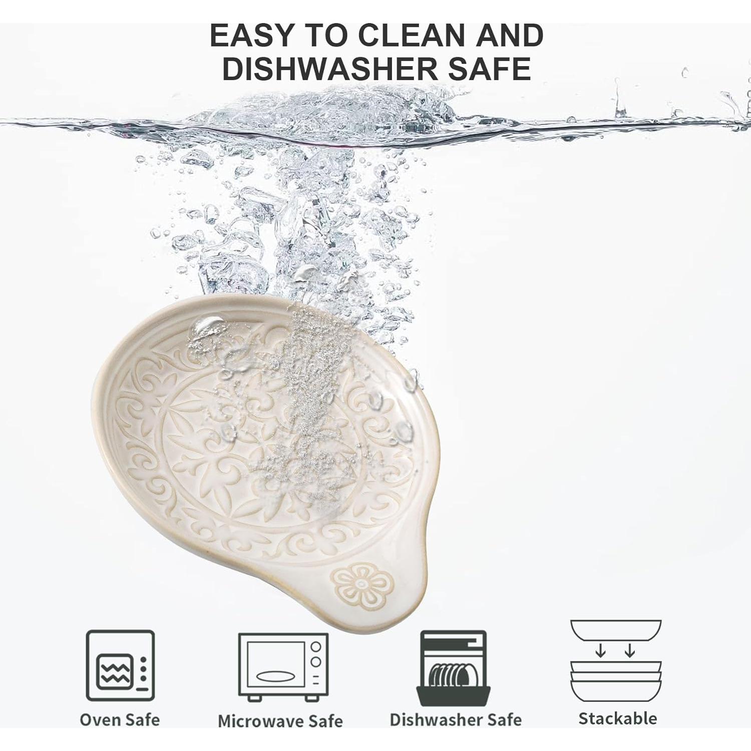 Soporte de Cucharas de Cerámica Howise Blanco Floral 12.7cm