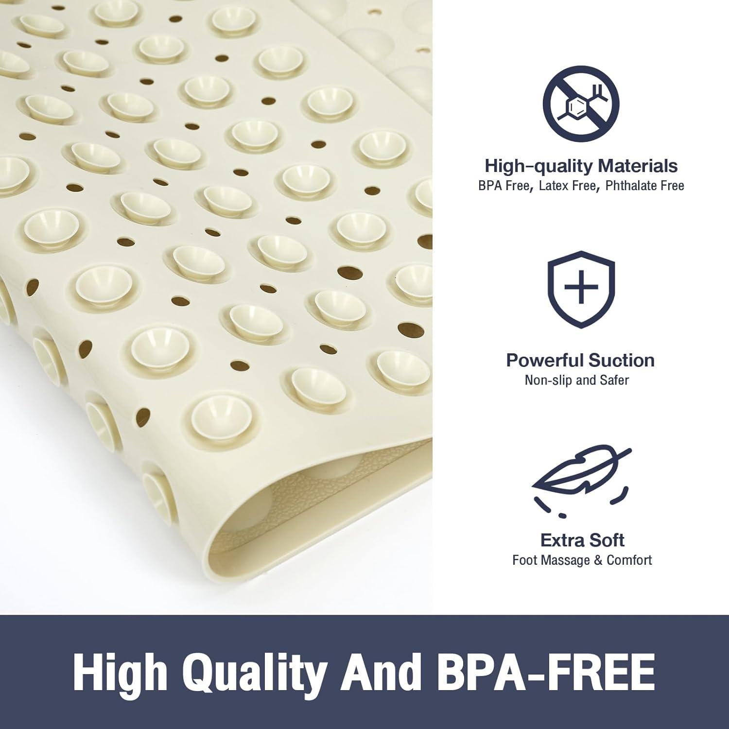 Alfombrilla de baño antideslizante Naoloture 53x53 cm beige