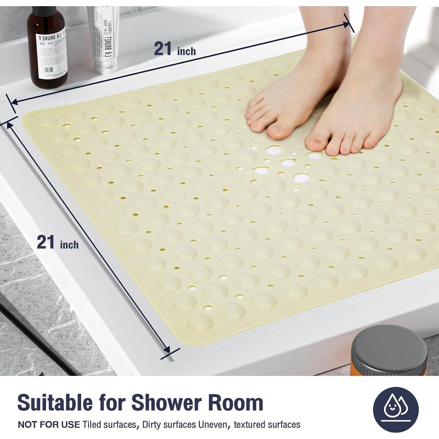 Alfombrilla de baño antideslizante Naoloture 53x53 cm beige