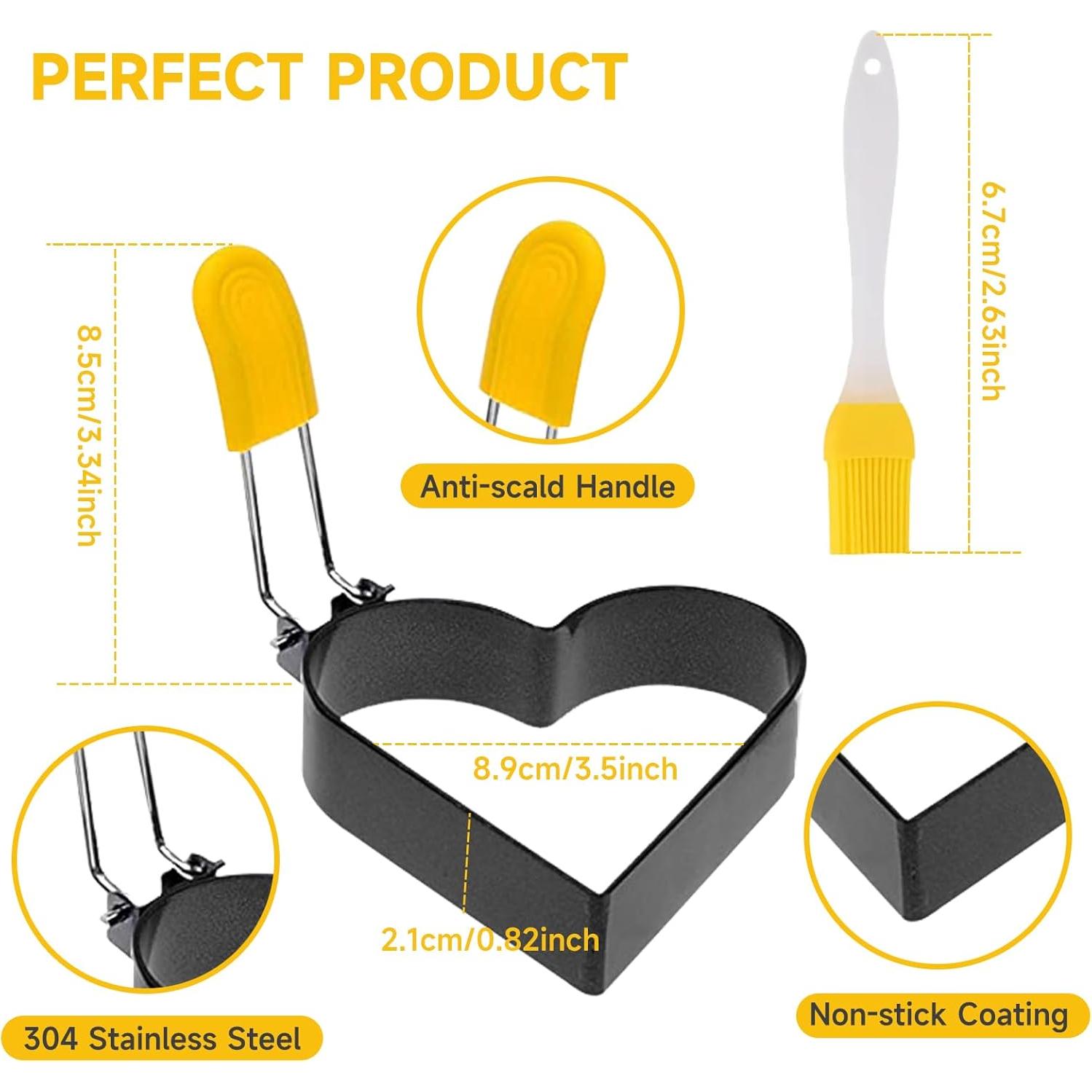 Anillo de Huevo Antiadherente LTWQLing - 2 Piezas Corazón