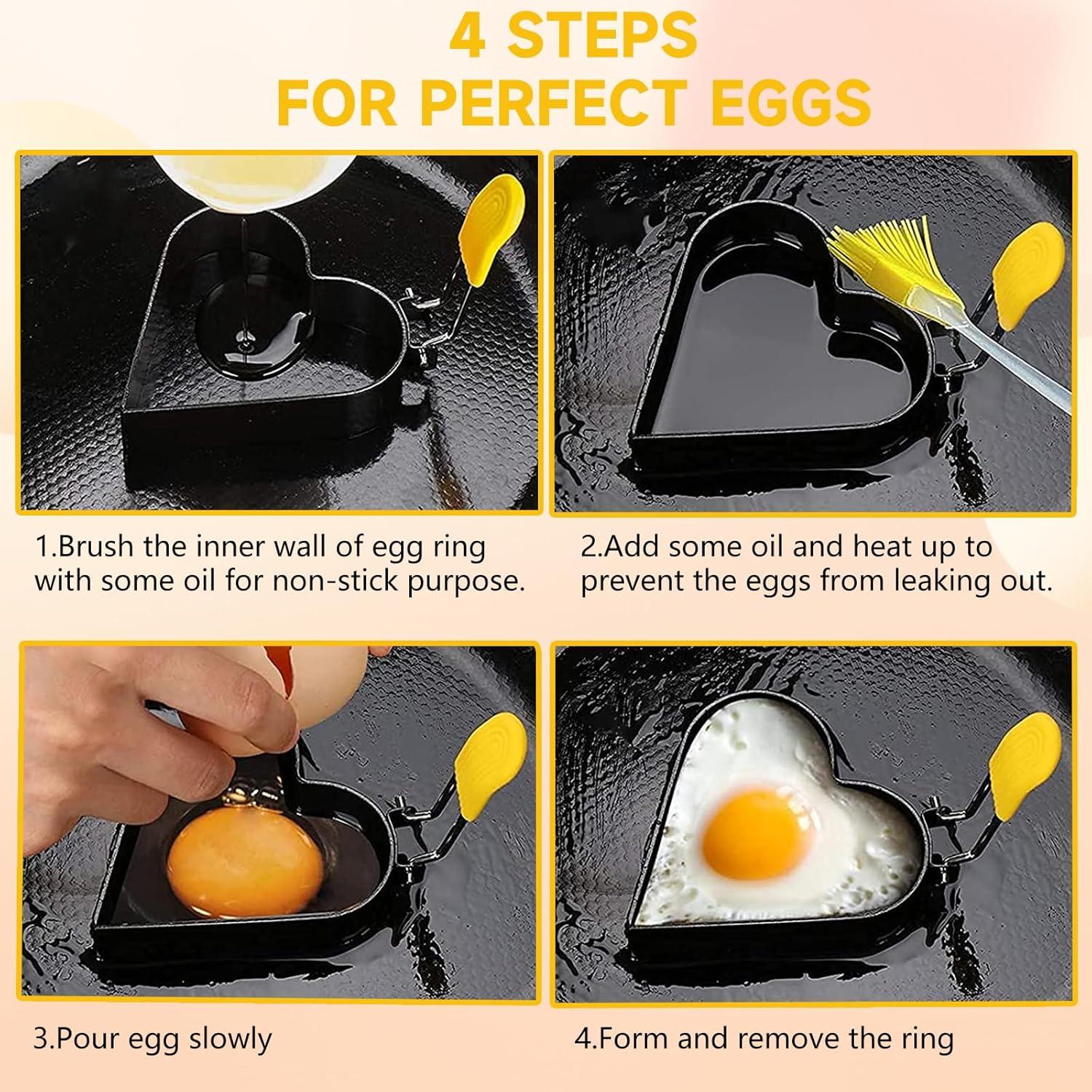 Anillo de Huevo Antiadherente LTWQLing - 2 Piezas Corazón