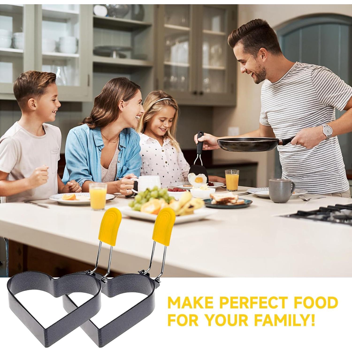 Anillo de Huevo Antiadherente LTWQLing - 2 Piezas Corazón