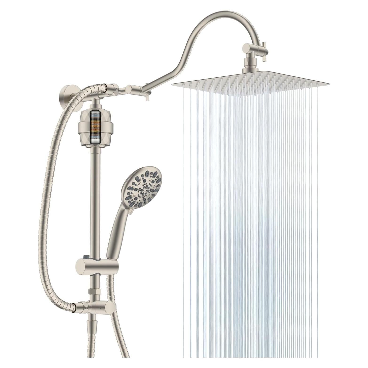 Cabezal de Ducha de Lluvia Hibbent 10'' con Filtro y Soporte