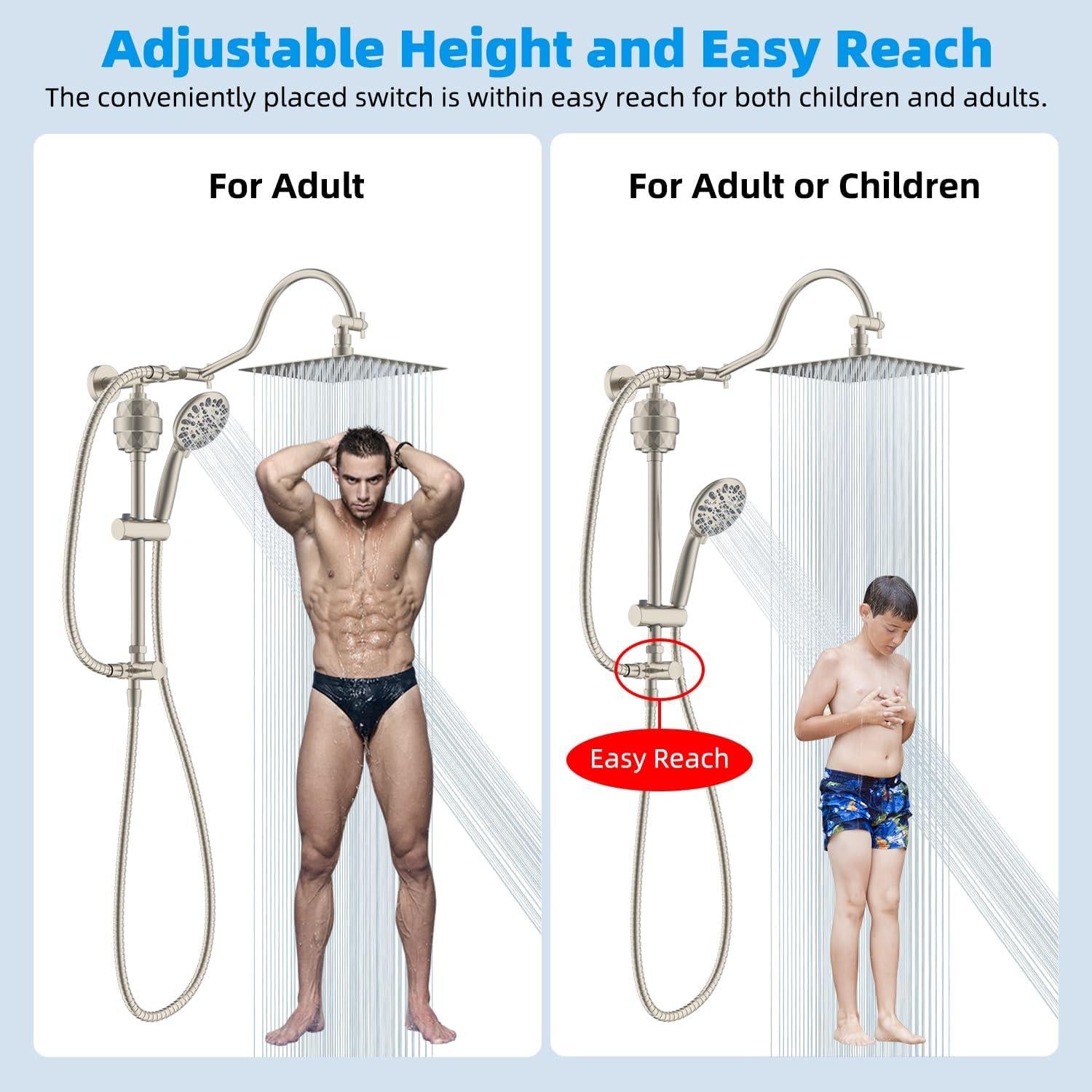 Cabezal de Ducha de Lluvia Hibbent 10'' con Filtro y Soporte