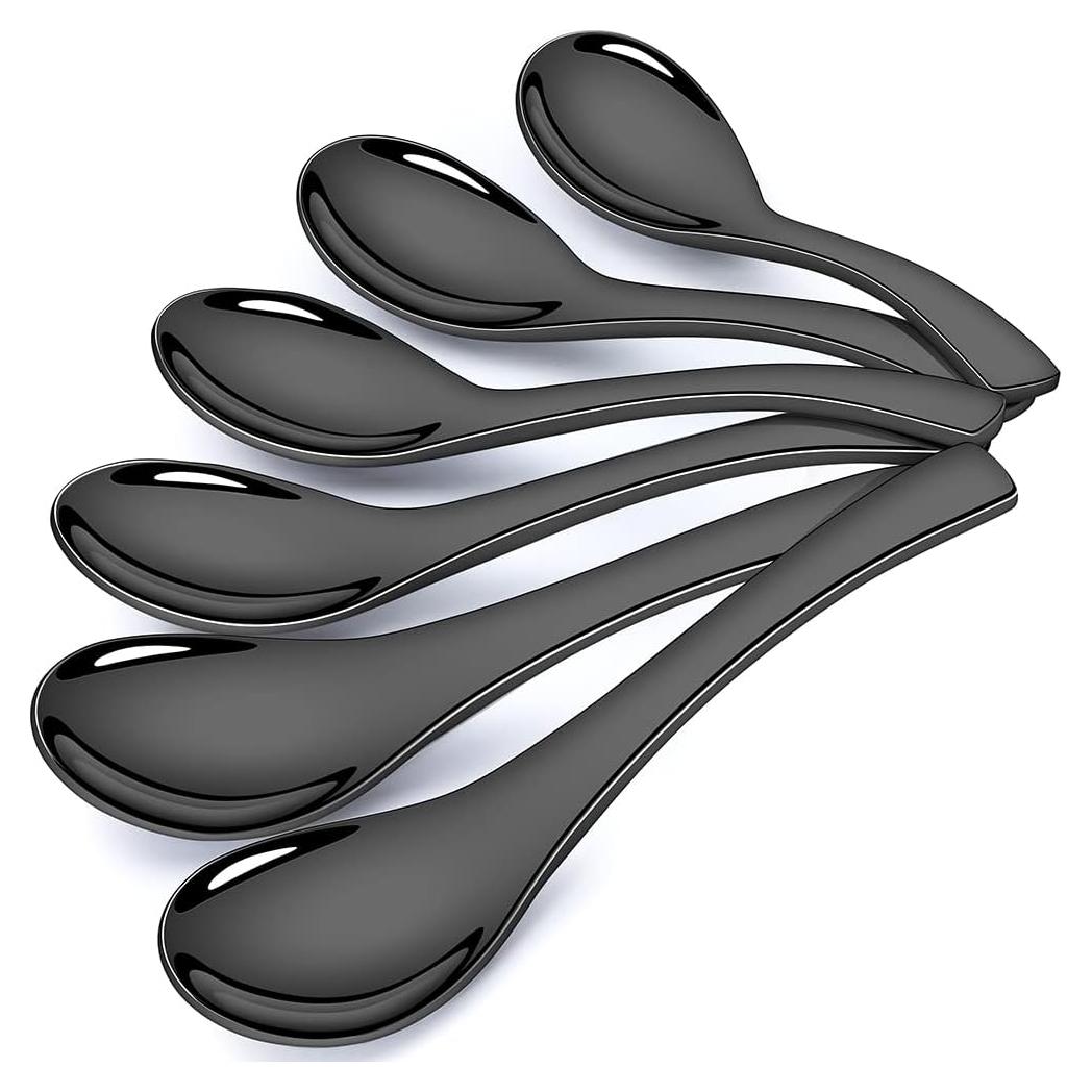 Juego de 6 cucharas de acero inoxidable AOOSY 16 cm negras