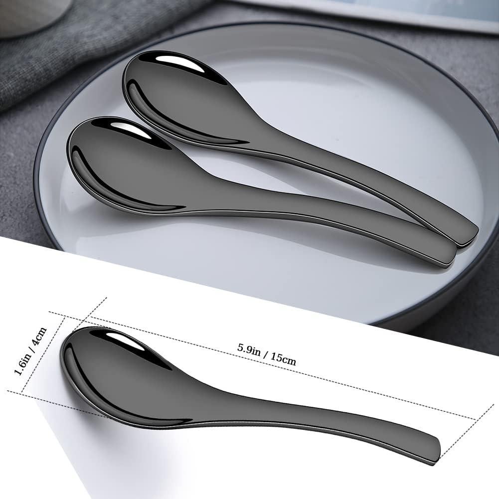 Juego de 6 cucharas de acero inoxidable AOOSY 16 cm negras