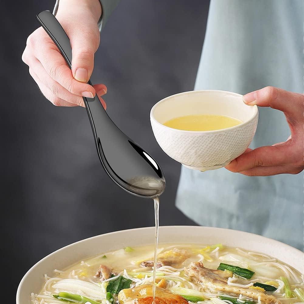 Juego de 6 cucharas de acero inoxidable AOOSY 16 cm negras