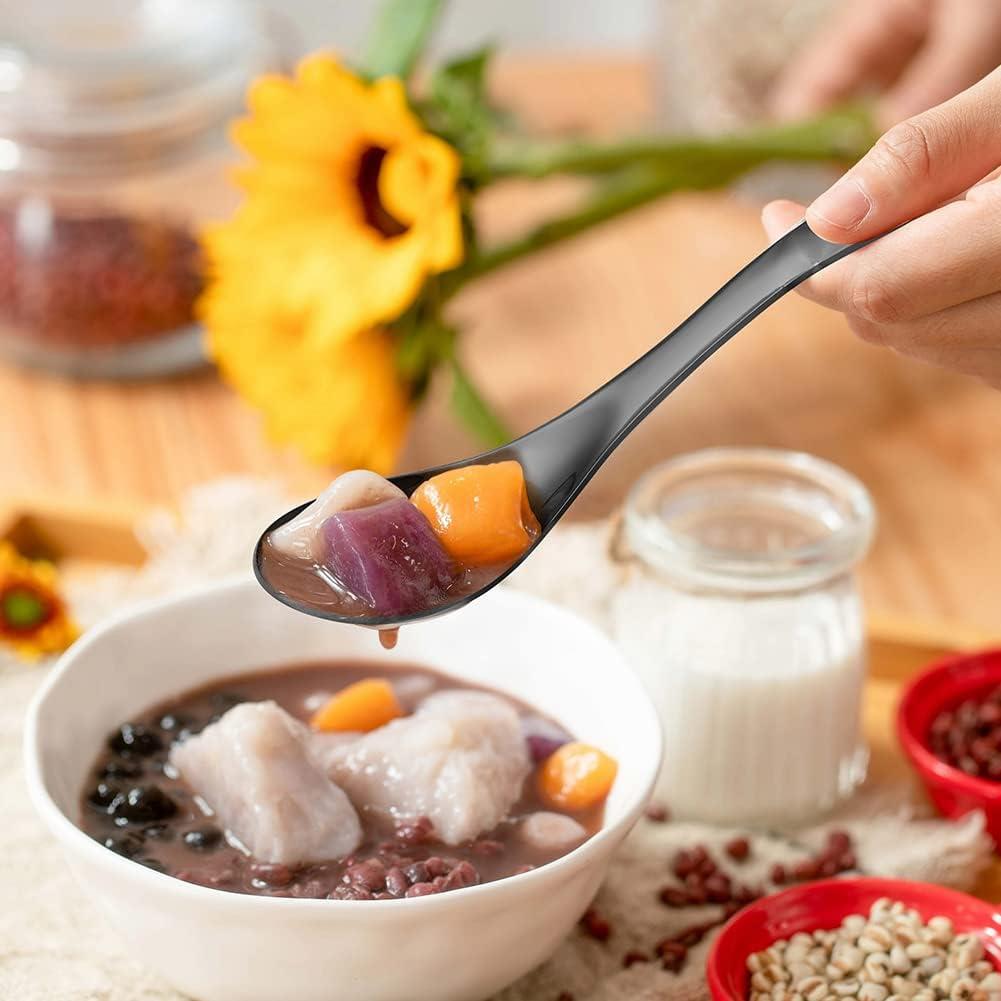 Juego de 6 cucharas de acero inoxidable AOOSY 16 cm negras