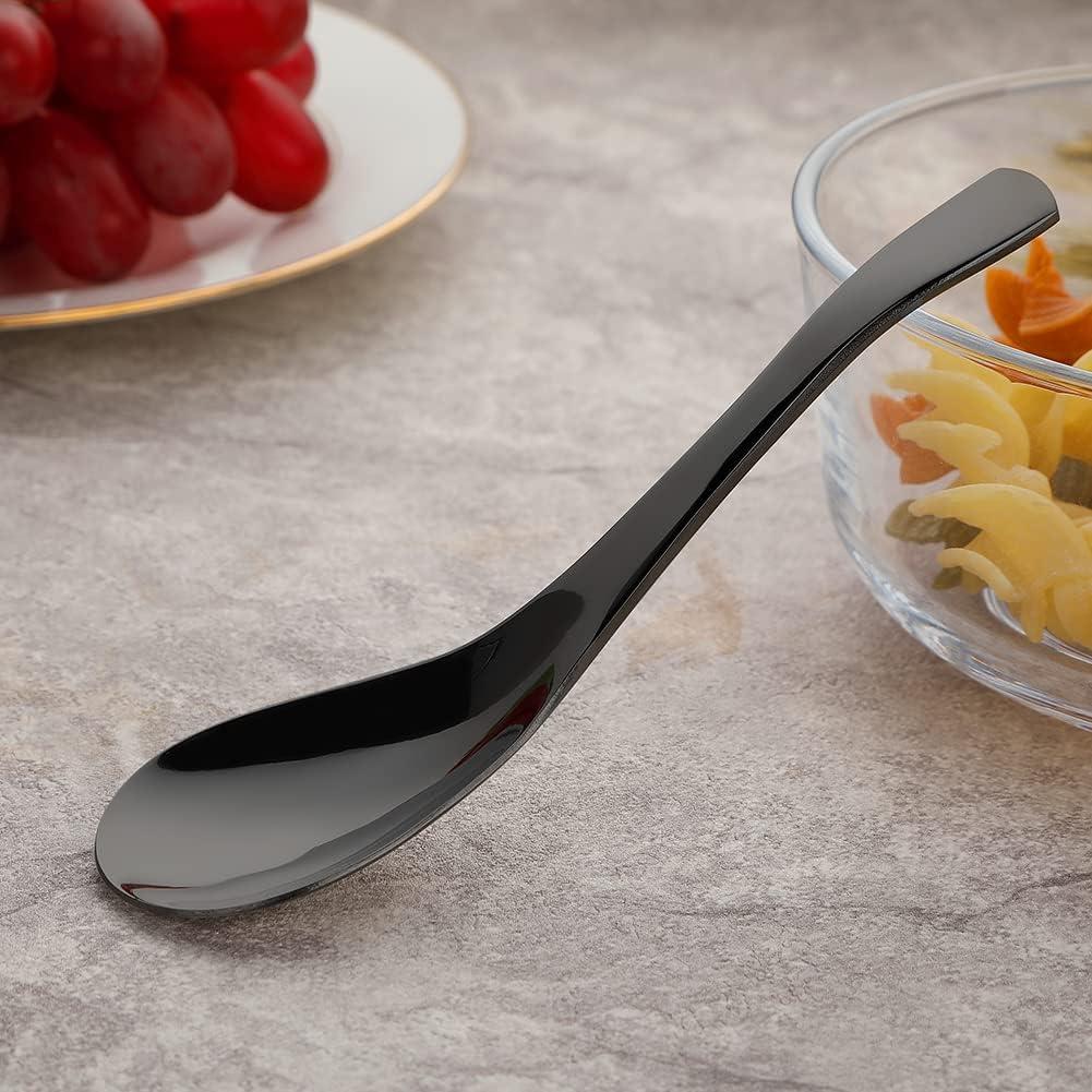 Juego de 6 cucharas de acero inoxidable AOOSY 16 cm negras