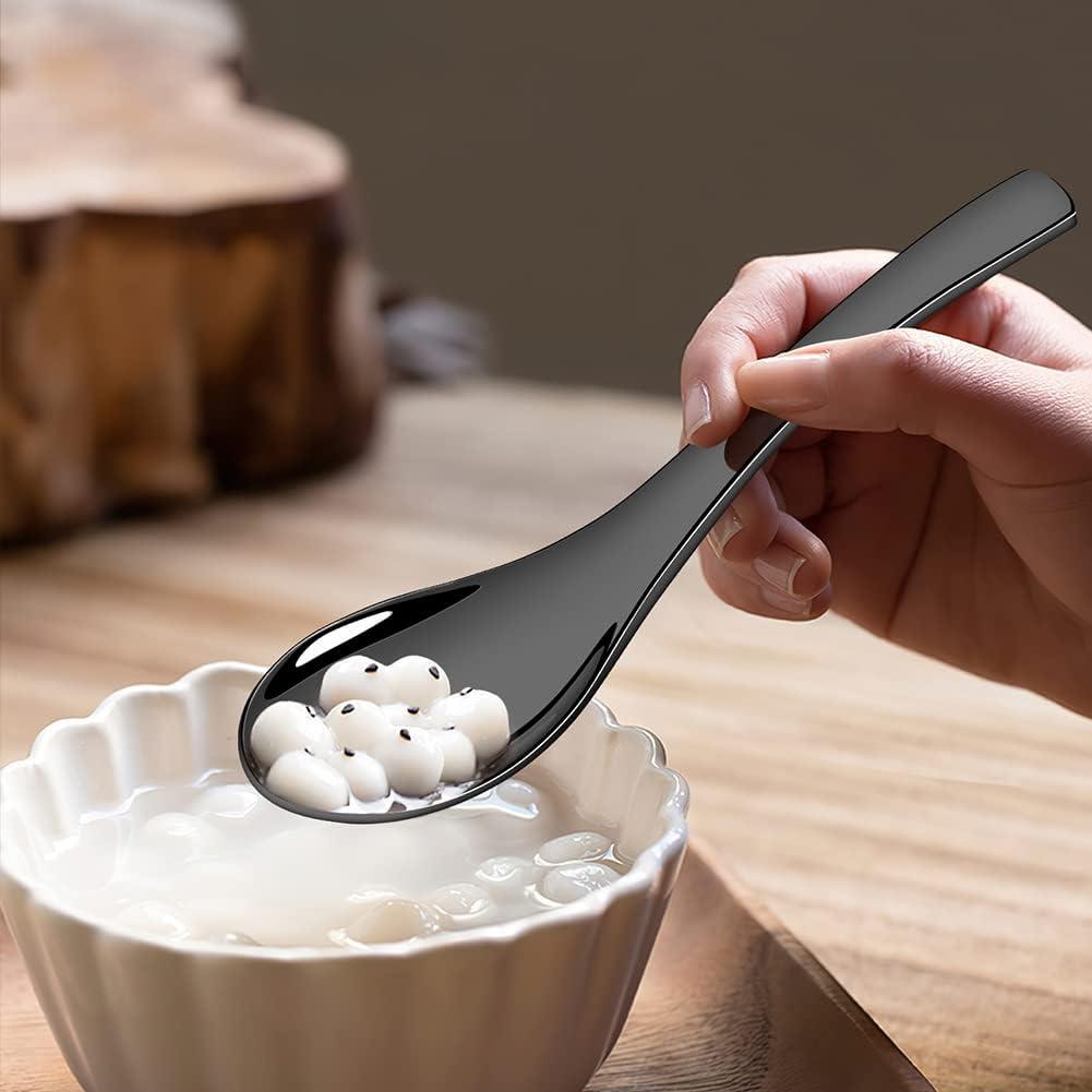 Juego de 6 cucharas de acero inoxidable AOOSY 16 cm negras