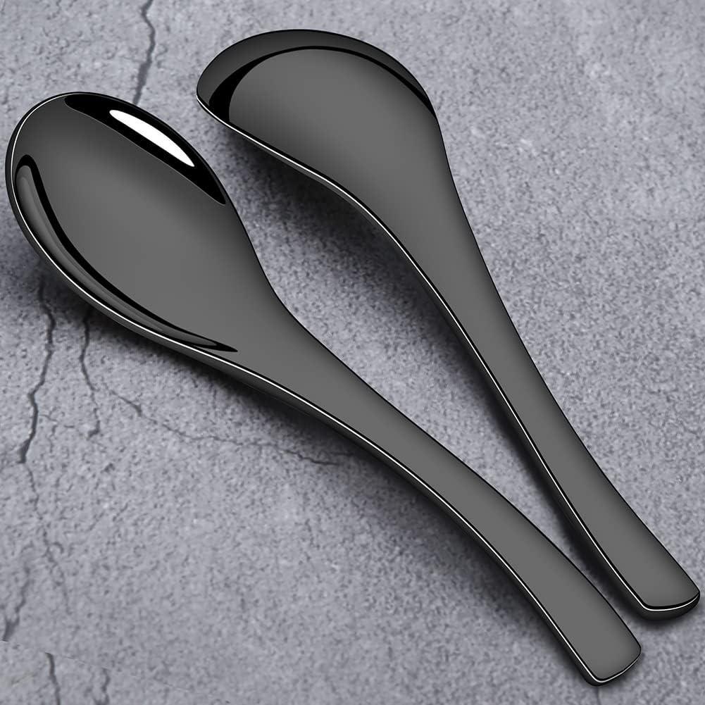 Juego de 6 cucharas de acero inoxidable AOOSY 16 cm negras