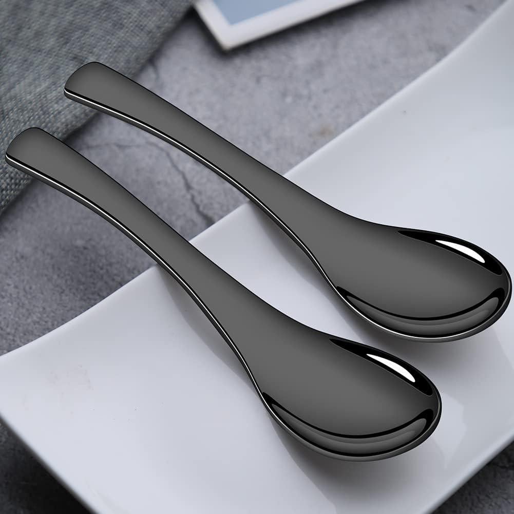 Juego de 6 cucharas de acero inoxidable AOOSY 16 cm negras