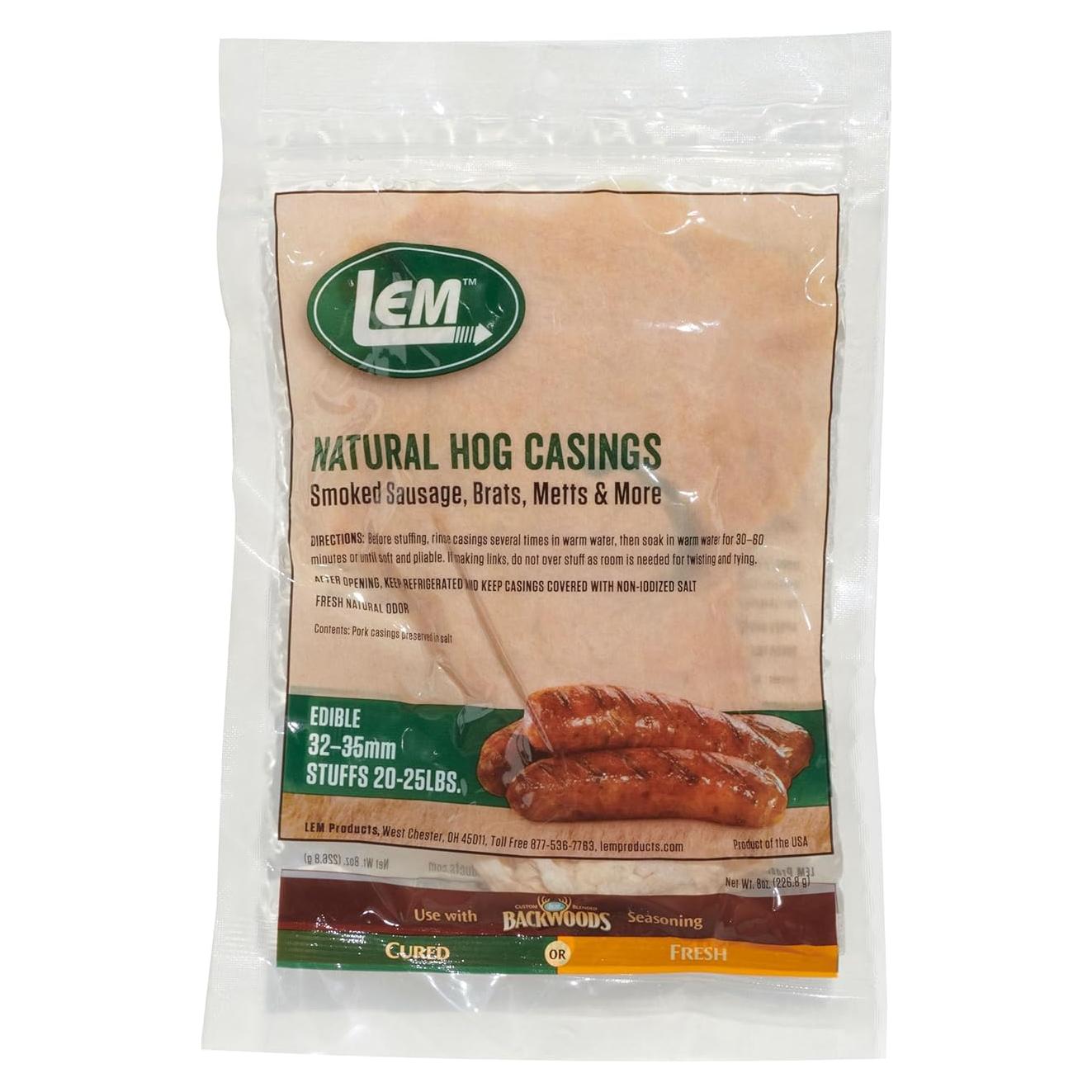 Fundas de Cerdo Naturales LEM Products 32-35mm, 226.8g