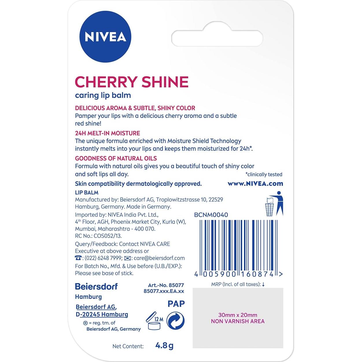 Cuidado Labial Nivea Cereza Brillo Frutal 4.8g