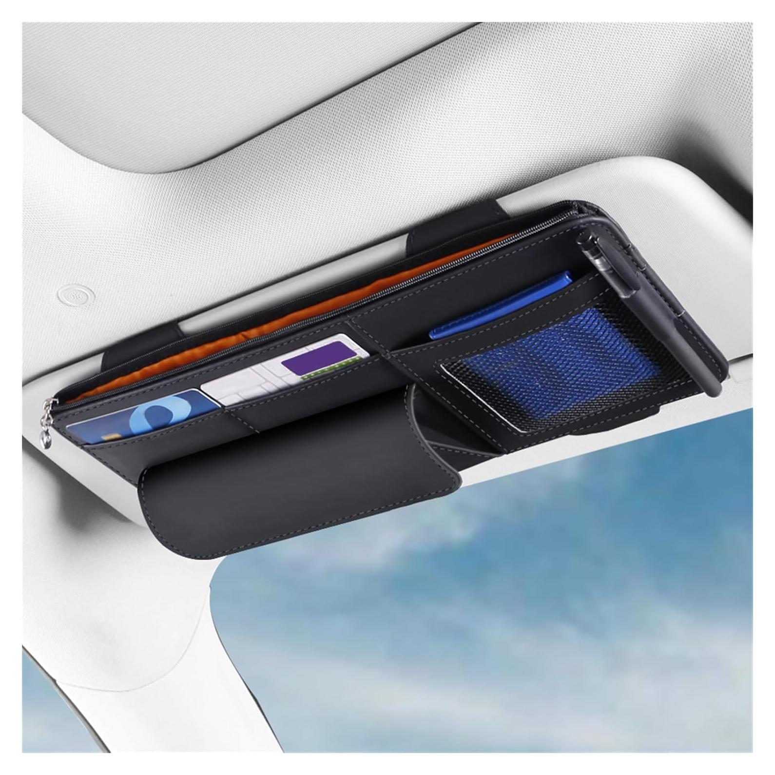 Organizador de Visera de Coche WiiLemz Negro con Múltiples Bolsillos