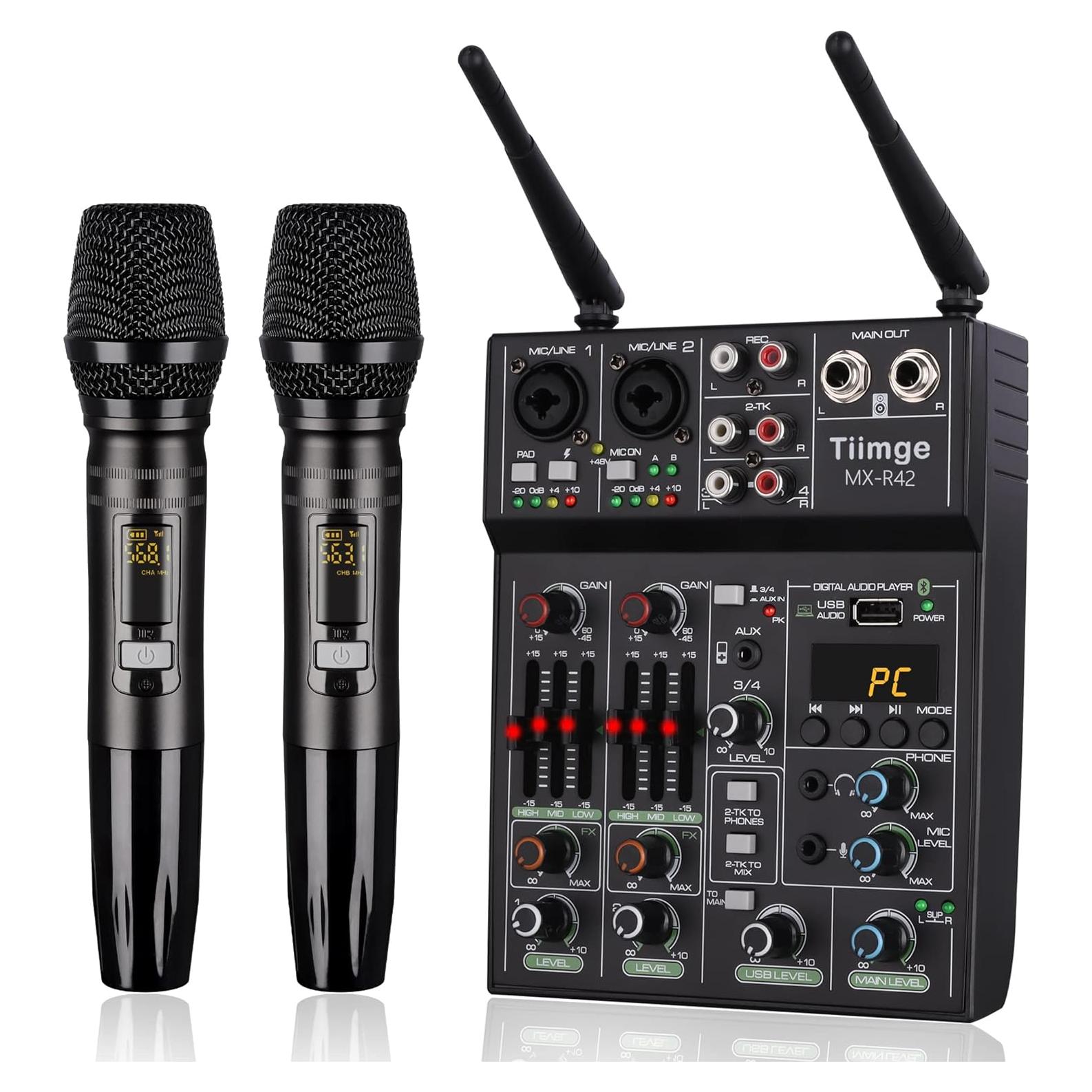 Mezclador de Audio Profesional Tiimge MX-R42 4 Canales USB Bluetooth