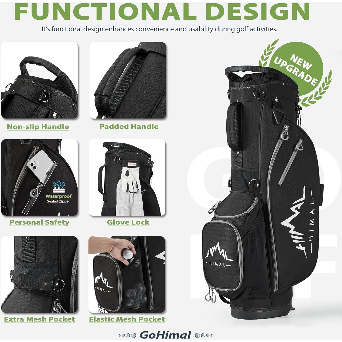 Bolsa de Golf GoHimal con Soporte 14 Vías Ligera y Duradera