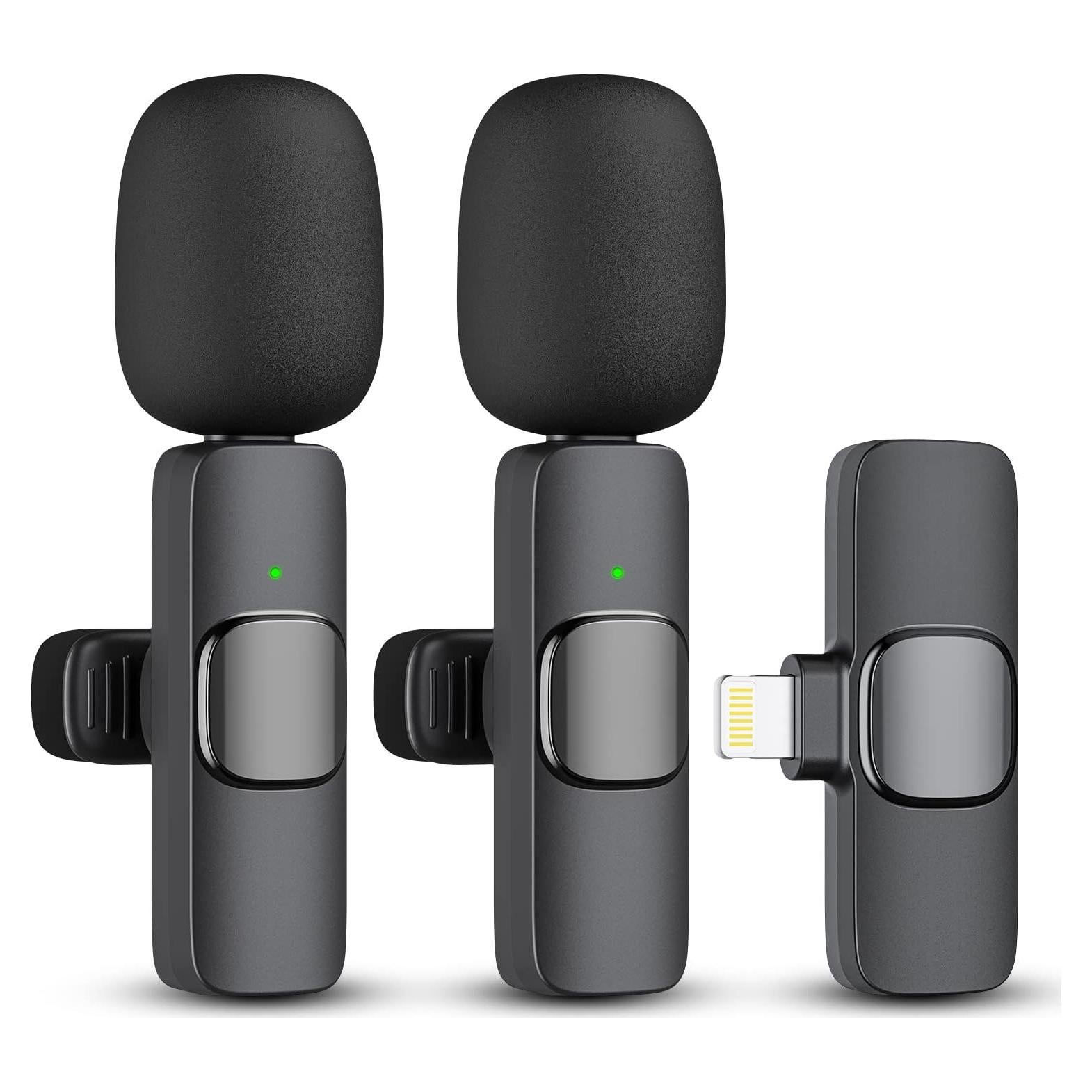 Paquete de 2 Micrófonos Lavalier Inalámbricos K12 para iPhone