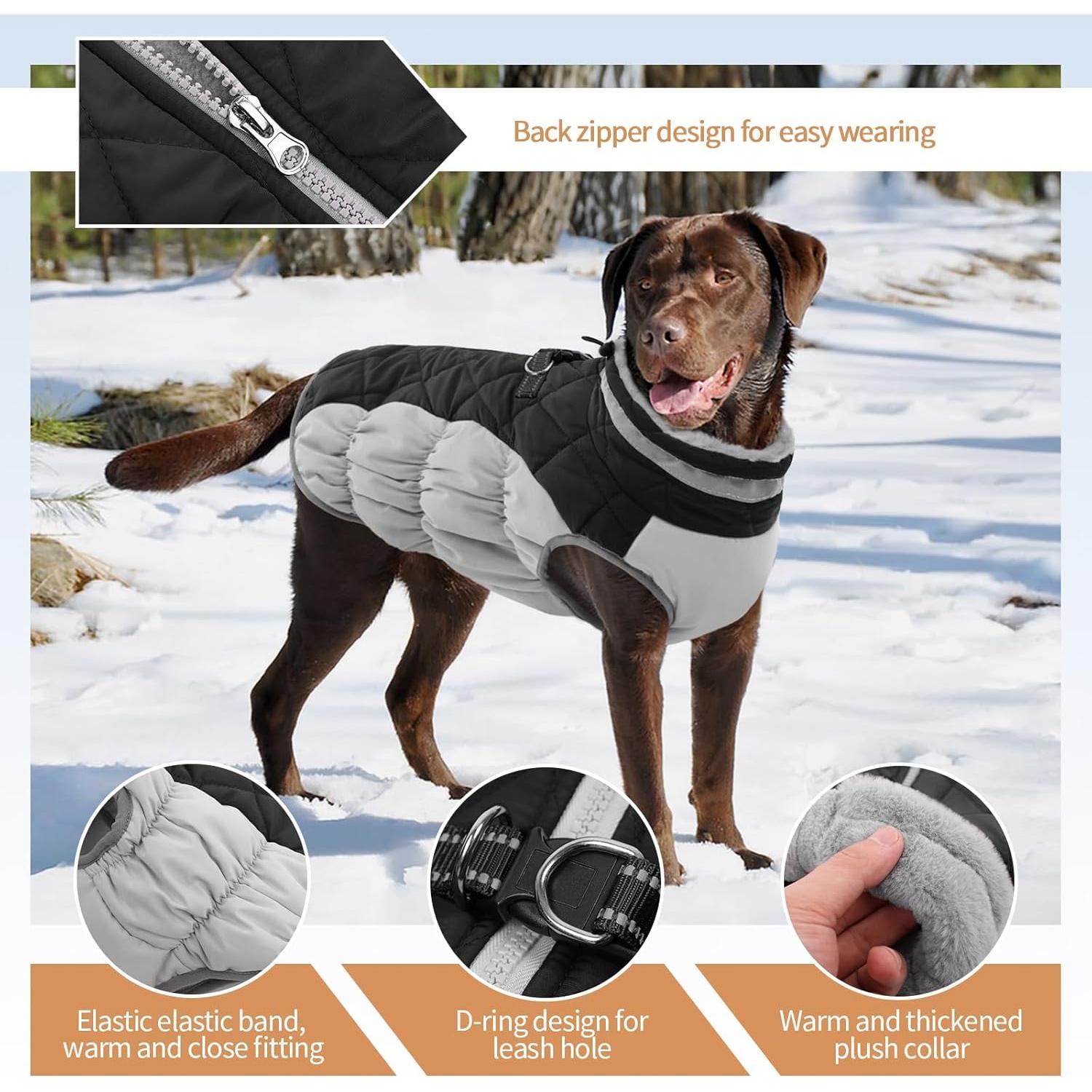 Abrigo para Perro Mediano OUOBOB Negro Impermeable