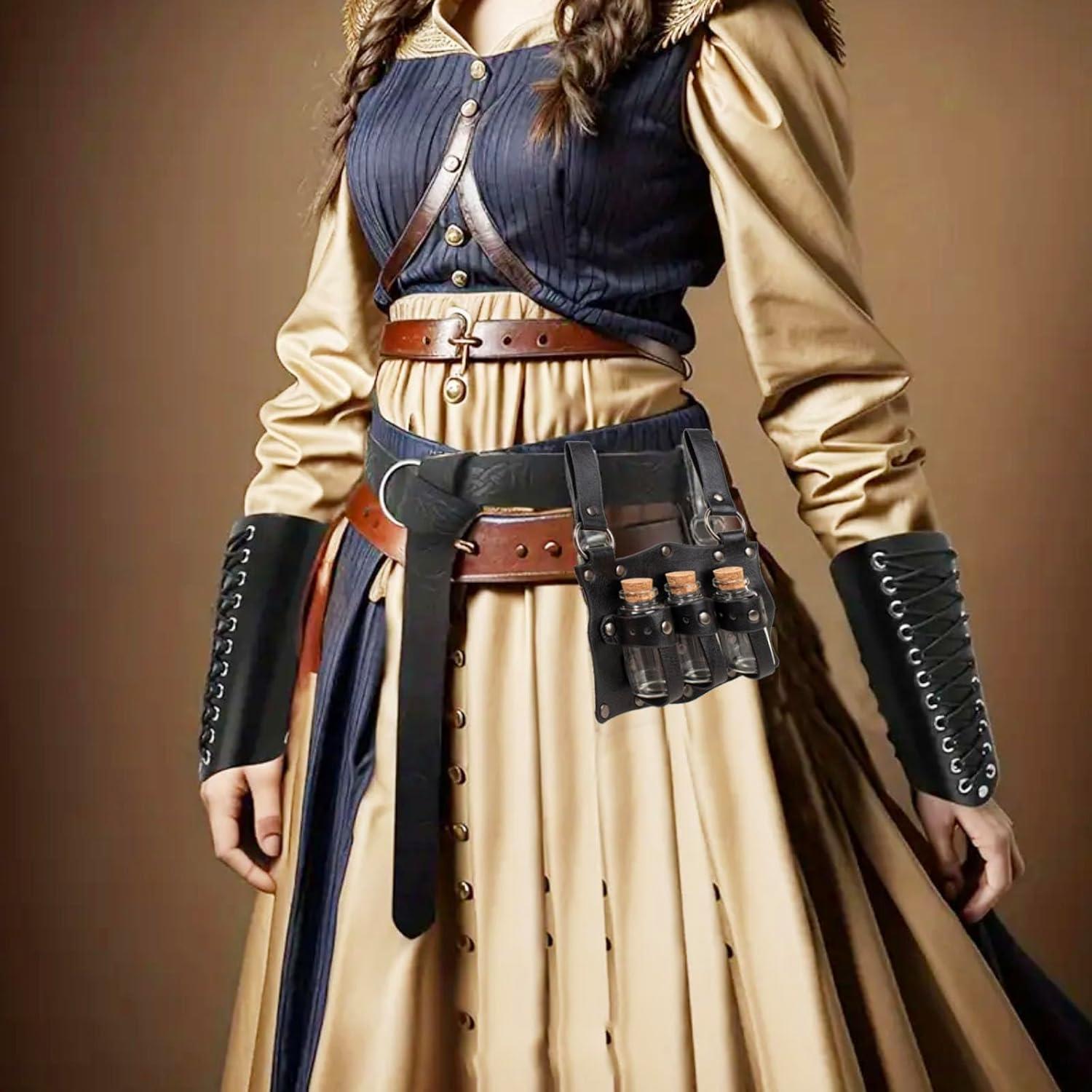 Soporte de Pociones de Cintura Medieval 3 Viales de Cristal