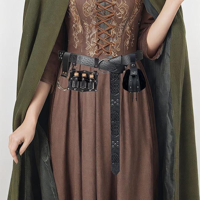 Soporte de Pociones de Cintura Medieval 3 Viales de Cristal