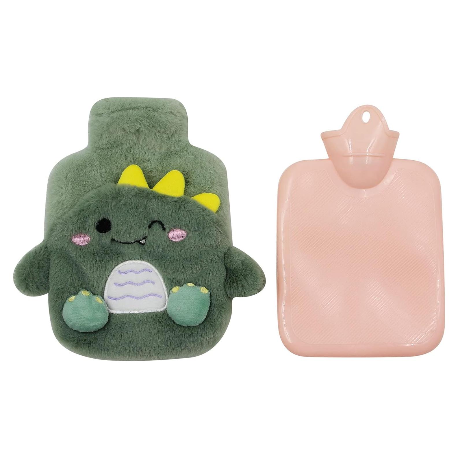 Botella de Agua Caliente MOSSTYYUS Dinosaurio 400 ML con Funda